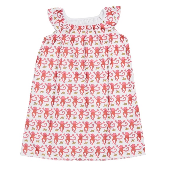 TRENDING 🔥 ROLLER RABBIT PINK MONKEY DRESS GOWN - Picture 1 of 10